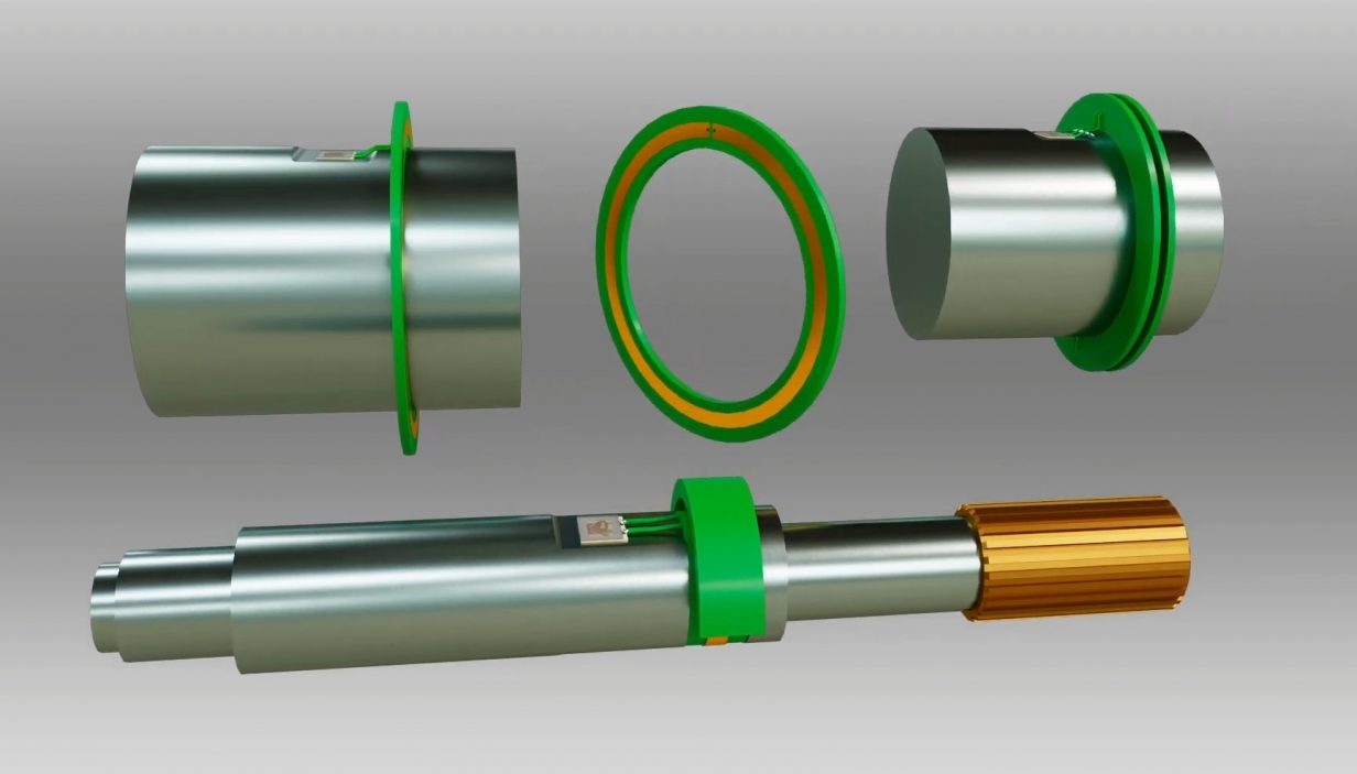Axial and radial RF couplers can be used to communicate with a SAW device mounted on the shaft with a low-power RF signal.